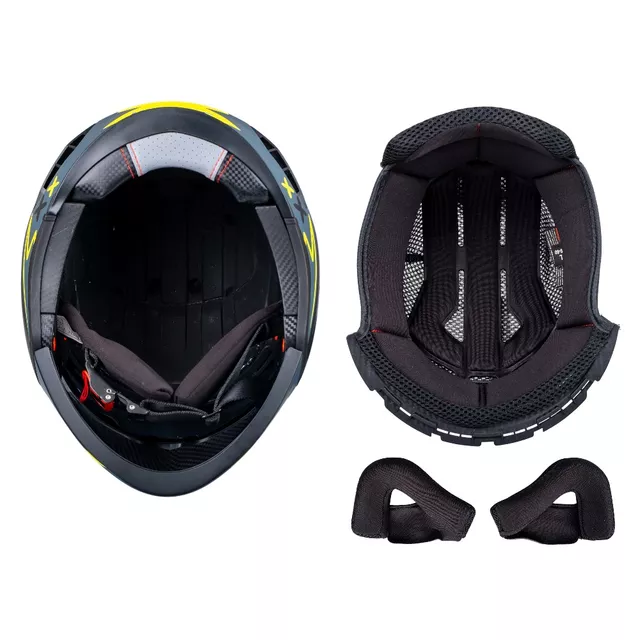 Kask motocyklowy modułowy W-TEC Badalone Graphic ∙ zapięcie mikrometryczne ∙ miejsce na interkom ∙ zdejmowana szczęka - matowy czarno-żółty