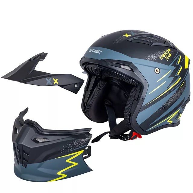 Kask motocyklowy modułowy W-TEC Badalone Graphic ∙ zapięcie mikrometryczne ∙ miejsce na interkom ∙ zdejmowana szczęka - matowy czarno-żółty