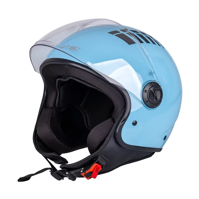 Kask motocyklowy otwarty W-TEC Baraldo Celeste ∙ uchylny wizjer ∙ zapięcie mikrometryczne ∙ wyjmowana wyściółka ∙ homologacja