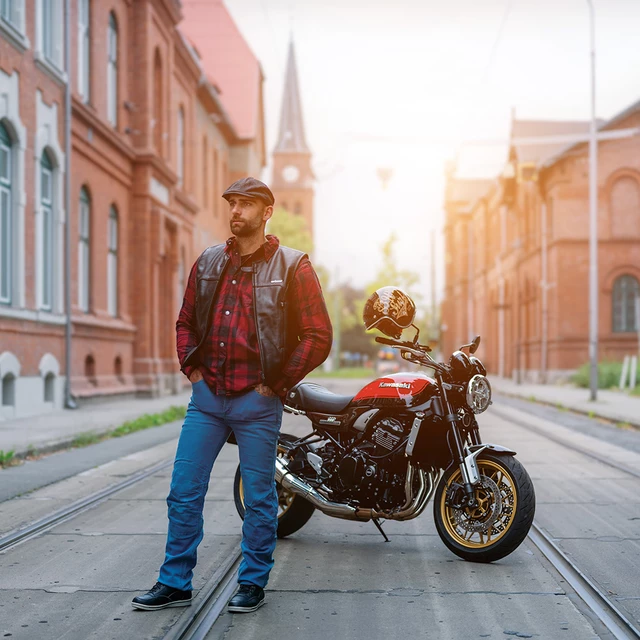 Skórzana kamizelka motocyklowa W-TEC Trabacho - Czarny