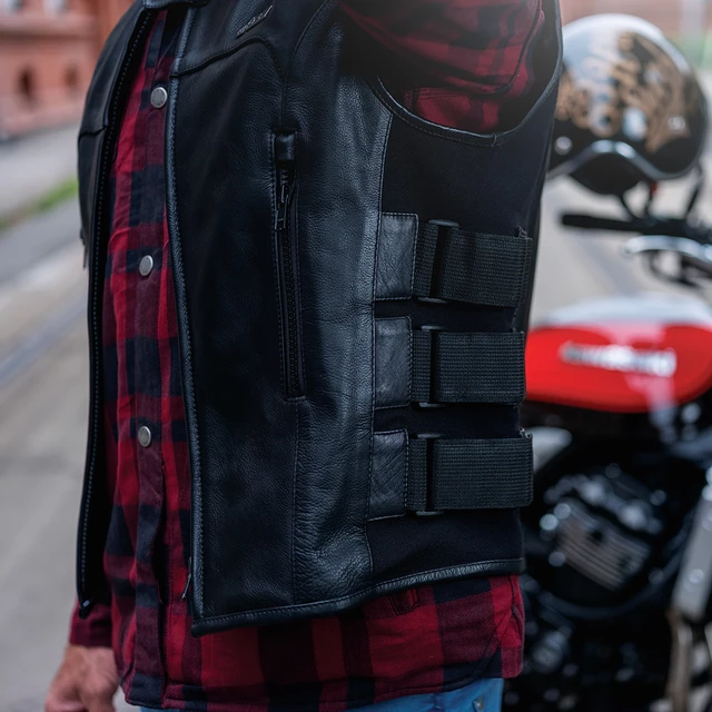 Skórzana kamizelka motocyklowa W-TEC Trabacho - Czarny