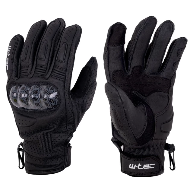 Skórzane rękawice motocyklowe W-TEC Binaluck - Czarny