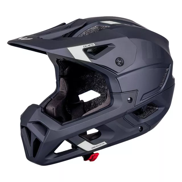 Kask downhillowy full face W-TEC Calheto ∙ odpinany regulowany daszek ∙ wentylacja 16 otworów ∙ wyjmowana wyściółka - Czarno-srebrny - Czarno-srebrny