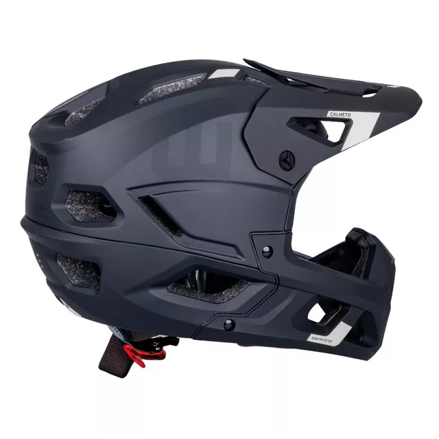 Kask downhillowy full face W-TEC Calheto ∙ odpinany regulowany daszek ∙ wentylacja 16 otworów ∙ wyjmowana wyściółka - Czarno-srebrny