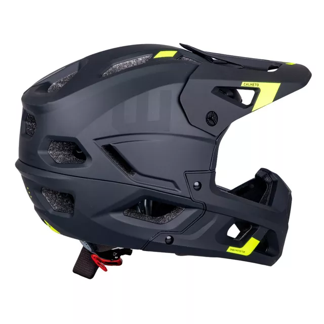 Kask downhillowy full face W-TEC Calheto ∙ odpinany regulowany daszek ∙ wentylacja 16 otworów ∙ wyjmowana wyściółka - Czarno-srebrny