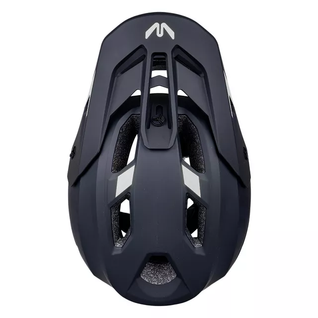 Kask downhillowy full face W-TEC Calheto ∙ odpinany regulowany daszek ∙ wentylacja 16 otworów ∙ wyjmowana wyściółka - Czarno-srebrny