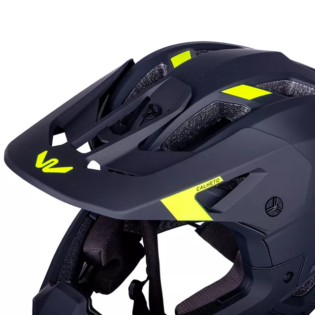 Kask downhillowy full face W-TEC Calheto ∙ odpinany regulowany daszek ∙ wentylacja 16 otworów ∙ wyjmowana wyściółka - Czarno-srebrny