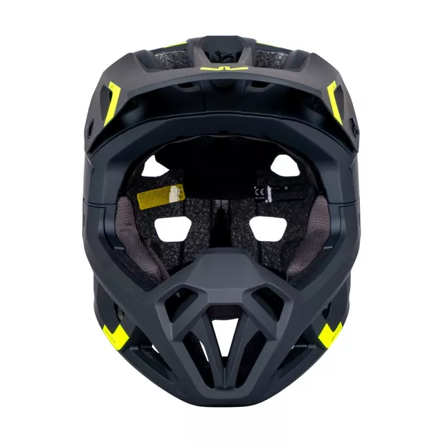 Kask downhillowy full face W-TEC Calheto ∙ odpinany regulowany daszek ∙ wentylacja 16 otworów ∙ wyjmowana wyściółka - Czarno-srebrny