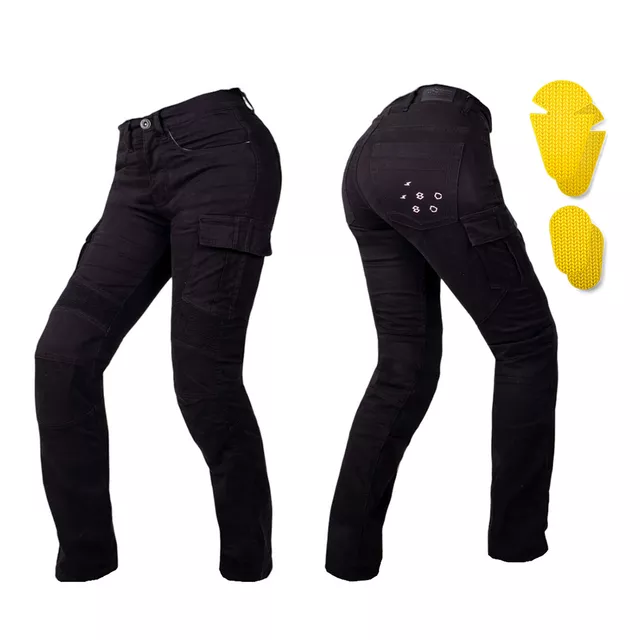 Damskie spodnie jeansy motocyklowe W-TEC Komehana - Czarny