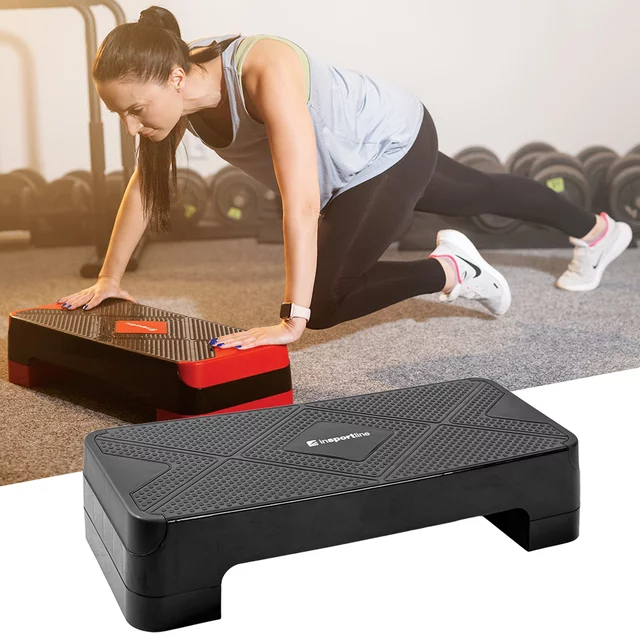 Step do ćwiczeń fitness regulowany inSPORTline AS150 ∙ nośność 200 kg ∙ antypoślizgowa powierzchnia ∙ lekki 2,32 kg - Czarny