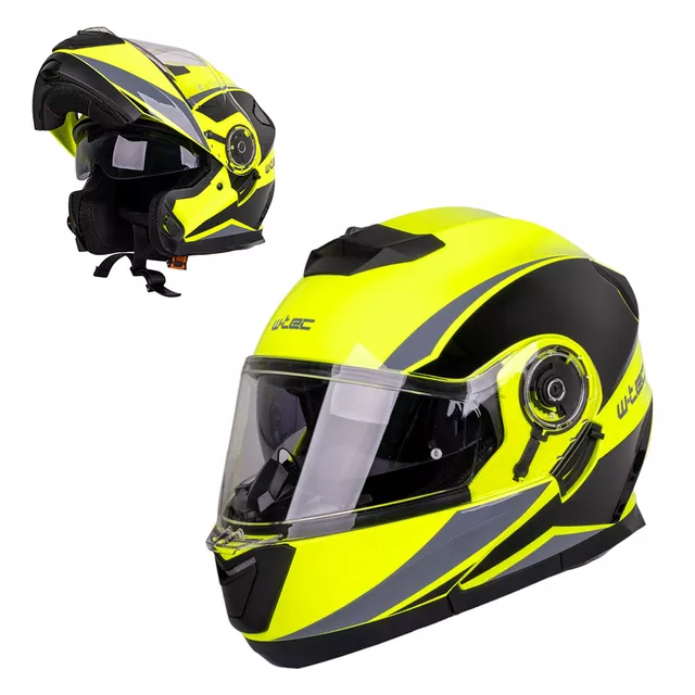 Kask motocyklowy pełny W-TEC Banelmeda - Czarny-fluo żółty