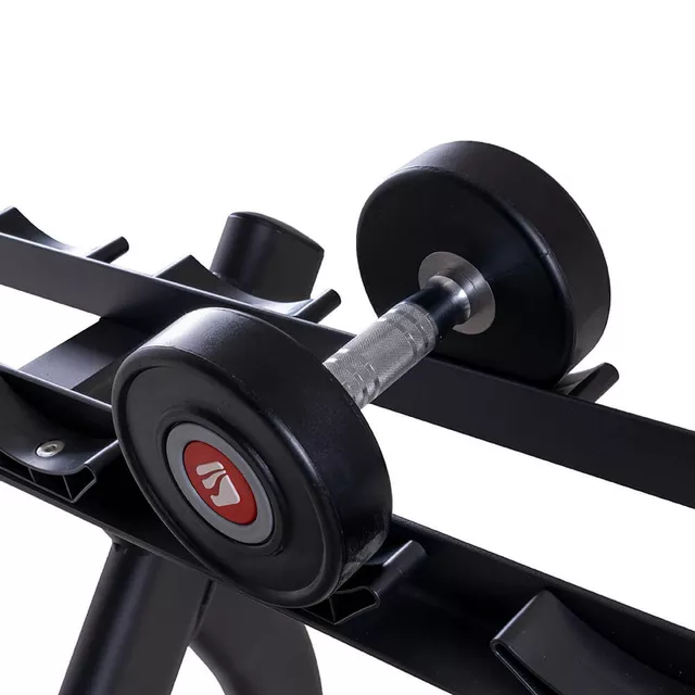 Dwurzędowy stojak na hantle inSPORTline GymRack II ∙ 2 poziomy ∙ solidna stal ∙ udźwig 600 kg ∙ na 20 szt. ∙ do siłowni