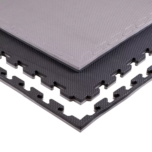 Mata Puzzle tatami podkładka do ćwiczeń inSPORTline Sazegul 100x100x2 cm - mousse mousse-czarny, wzór 5 pasków