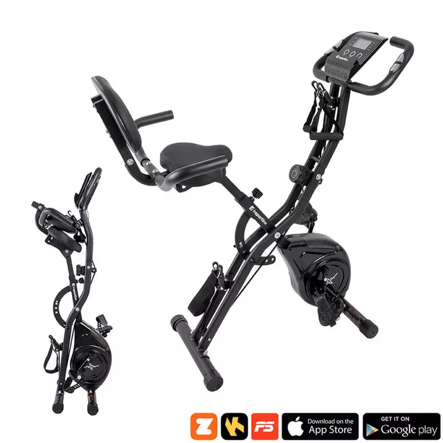 Rower treningowy inSPORTline Xbike Max ∙ składany ∙ 2w1 ∙ linki do ćwiczeń ∙ 16 poziomów oporu ∙ oparcie ∙ czujniki tętna ∙ LCD ∙ uchwyt na tablet