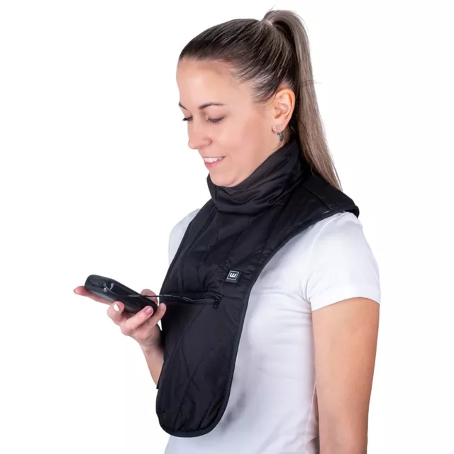 Grzejący komin W-TEC HEATneck ∙ ogrzewanie 45-65°C ∙ 3 tryby ∙ włókna węglowe ∙ USB 5V/2A ∙ do 8 h pracy ∙ na szyję i klatkę