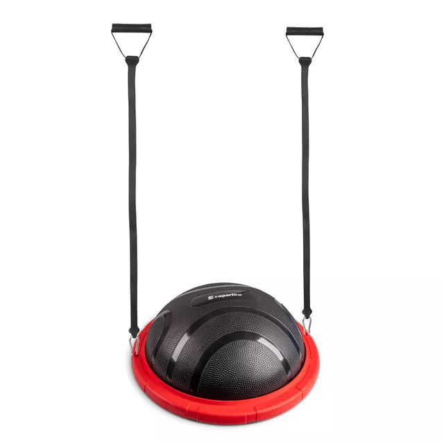Podkładka balansująca / trener równowagi inSPORTline Dome Edge ∙ Ø 60 cm ∙ taśmy 100 cm / 4,6 kg ∙ do 150 kg - Czerwono-czarny - Czerwono-czarny