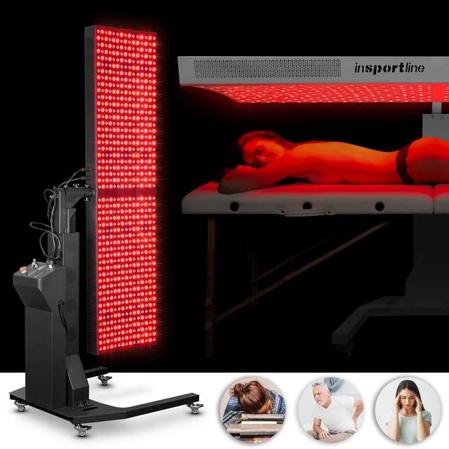 Panel LED do terapii światłem inSPORTline Sumatrin ∙ 750 diod RED + NIR ∙ regulacja intensywności ∙ timer - Biały - Czarny