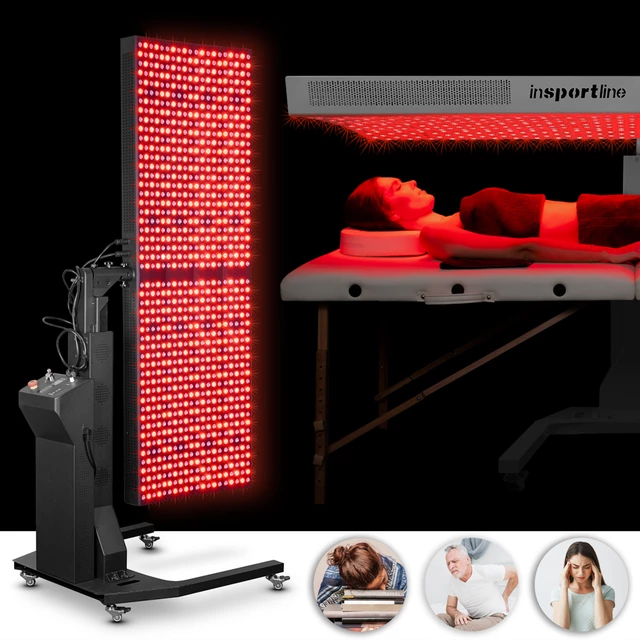 Panel LED do terapii światłem inSPORTline Supetar ∙ 300 diod RED + NIR ∙ timer i pilot ∙ montaż ścienny/stojak - Czarny - Czarny