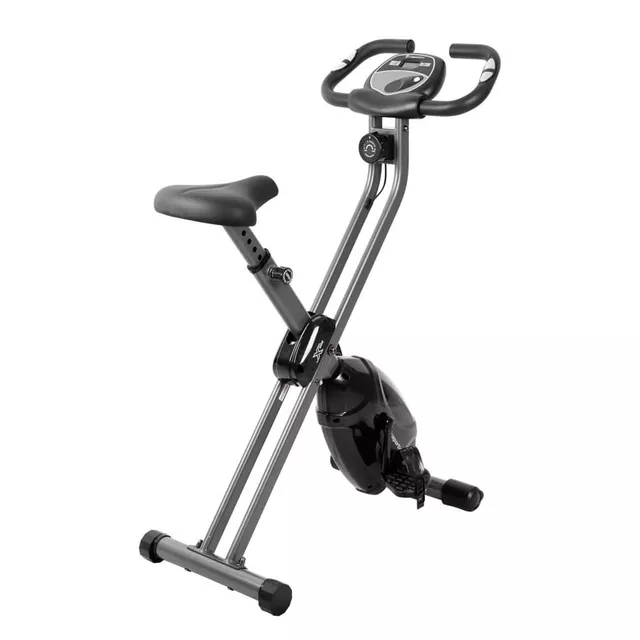 Rower treningowy składany inSPORTline Xbike ∙ magnetyczny system oporu ∙ pomiar tętna ∙ 8 poziomów obciążenia ∙ kółka transportowe ∙ cicha praca - Czerwono-szary