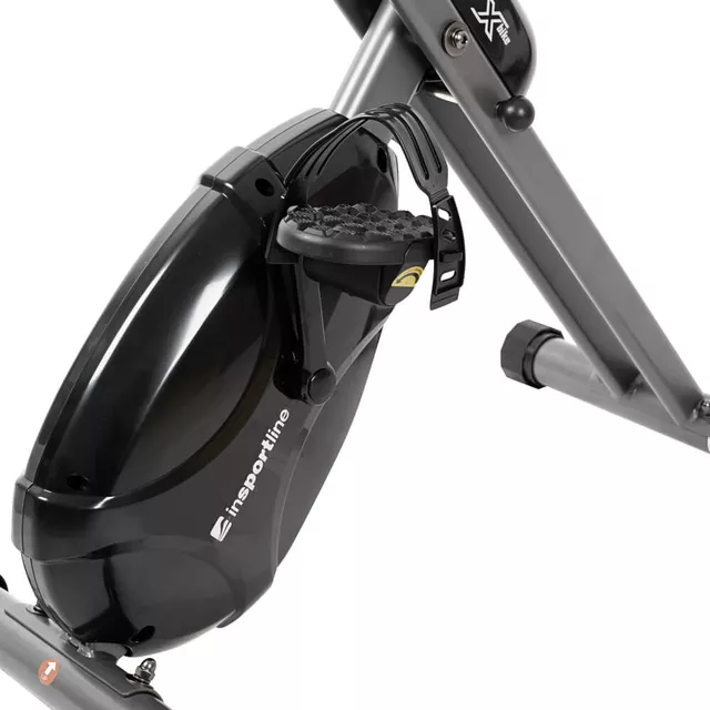 Rower treningowy składany inSPORTline Xbike ∙ magnetyczny system oporu ∙ pomiar tętna ∙ 8 poziomów obciążenia ∙ kółka transportowe ∙ cicha praca - Czerwono-szary