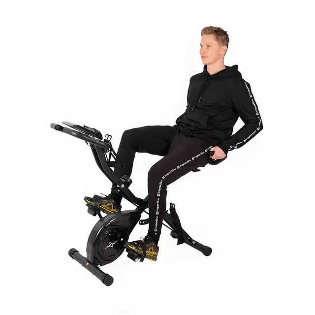 Rower treningowy inSPORTline Xbike Max ∙ składany ∙ 2w1 ∙ linki do ćwiczeń ∙ 16 poziomów oporu ∙ oparcie ∙ czujniki tętna ∙ LCD ∙ uchwyt na tablet