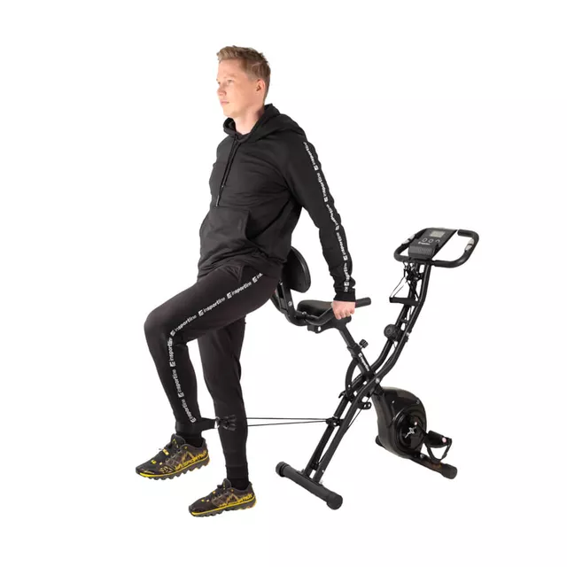 Rower treningowy inSPORTline Xbike Max ∙ składany ∙ 2w1 ∙ linki do ćwiczeń ∙ 16 poziomów oporu ∙ oparcie ∙ czujniki tętna ∙ LCD ∙ uchwyt na tablet