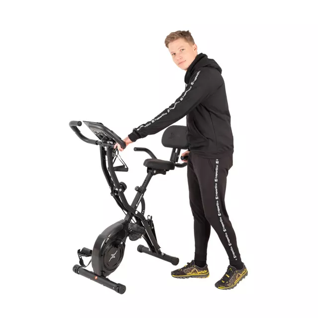 Rower treningowy inSPORTline Xbike Max ∙ składany ∙ 2w1 ∙ linki do ćwiczeń ∙ 16 poziomów oporu ∙ oparcie ∙ czujniki tętna ∙ LCD ∙ uchwyt na tablet