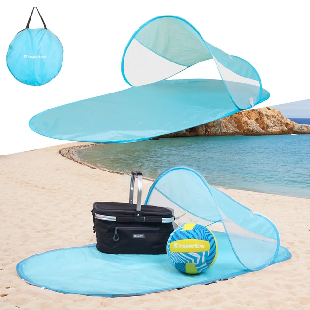 Namiot plażowy samorozkładający się inSPORTline Gondara ∙ pop-up ∙ ochrona UV UPF40+ ∙ ultralekki 0,27 kg ∙ siatka wentylacyjna ∙ odporny na wiatr