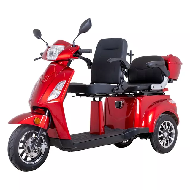 Trójkołowy wózek elektryczny inSPORTline Zorica Duo ∙ dwumiejscowy ∙ 1000 W ∙ zasięg do 40 km ∙ 25 km/h ∙ nośność 285 kg - Czerwony