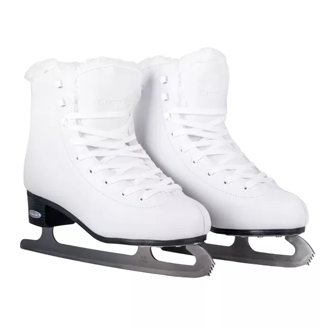 Damskie łyżwy figurowe z ciepłym futerkiem inSPORTline Glacy ∙ system Safety Ankle ∙ amortyzacja Comfort Fit ∙ stal TÜV