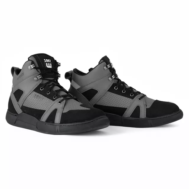 Buty motocyklowe męskie W-TEC Milwook ∙ skóra zamszowa ∙ membrana wodoodporna ∙ ochrona kostek ∙ oddychające - Szaro-czarny - Szaro-czarny