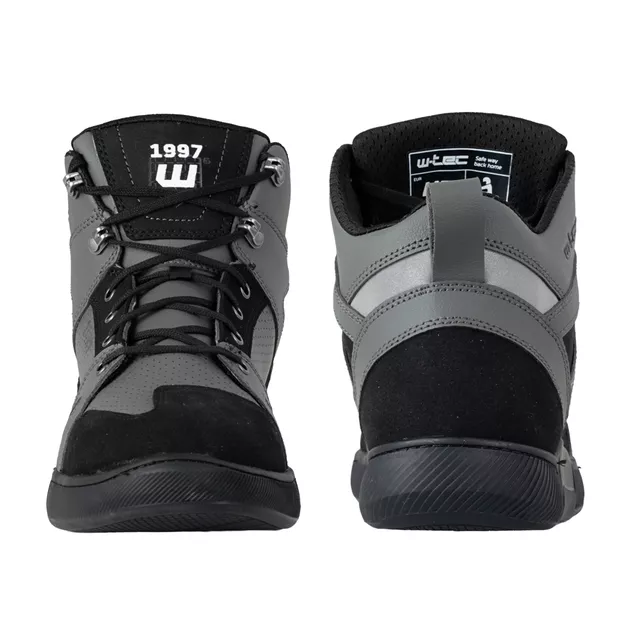 Buty motocyklowe męskie W-TEC Milwook ∙ skóra zamszowa ∙ membrana wodoodporna ∙ ochrona kostek ∙ oddychające - Szaro-czarny