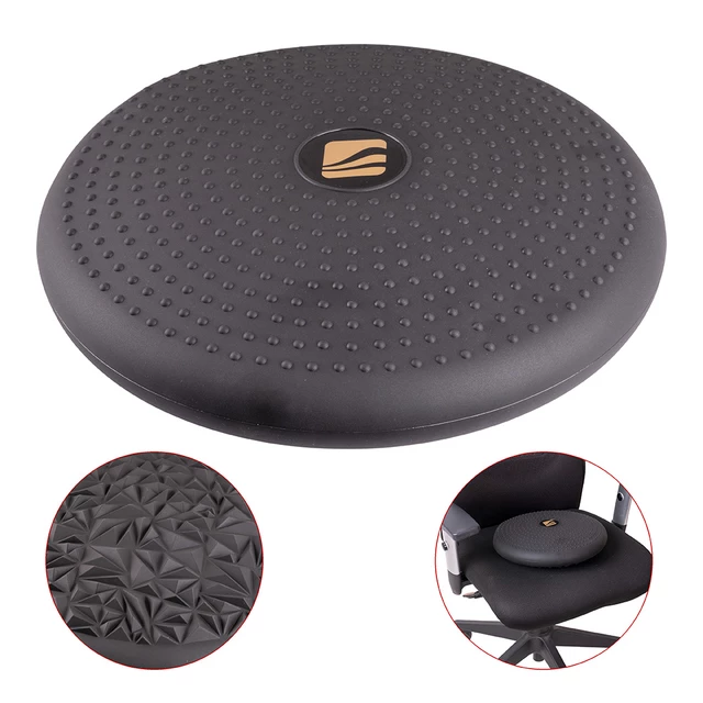 Poduszka masująca premium inSPORTline Bumy Sitpad Deluxe ∙ ø 33 cm ∙ wys. 6 cm ∙ max. 300 kg ∙ regulowana twardość ∙ PVC - Czarny - Czarny