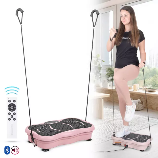 Platforma wibracyjna z linkami inSPORTline Maviro  ∙ głośnik ∙ Bluetooth ∙ USB ∙ 99 prędkości ∙ pilot ∙ antypoślizgowa powierzchnia - róża - róża