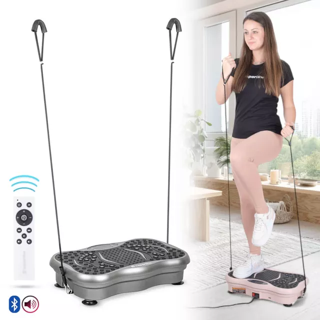 Platforma wibracyjna z linkami inSPORTline Maviro  ∙ głośnik ∙ Bluetooth ∙ USB ∙ 99 prędkości ∙ pilot ∙ antypoślizgowa powierzchnia - róża - Grafitowy