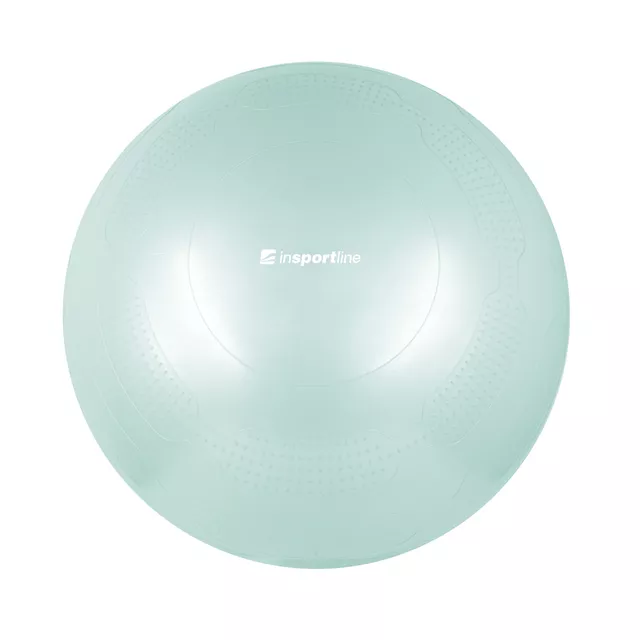 Piłka gimnastyczna inSPORTline Stretch Ball 65 cm ∙ z podstawą BallBase ∙ wypustki masujące ∙ nośność 200 kg ∙ piktogramy ćwiczeń - Miętowy