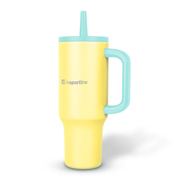 Kubek termiczny inSPORTline Cocoanna 1200 ml ∙ stal nierdzewna ∙ podwójne ścianki ∙ uchwyt ∙ 6 h ciepła / 10 h zimna - Żółto-zielony