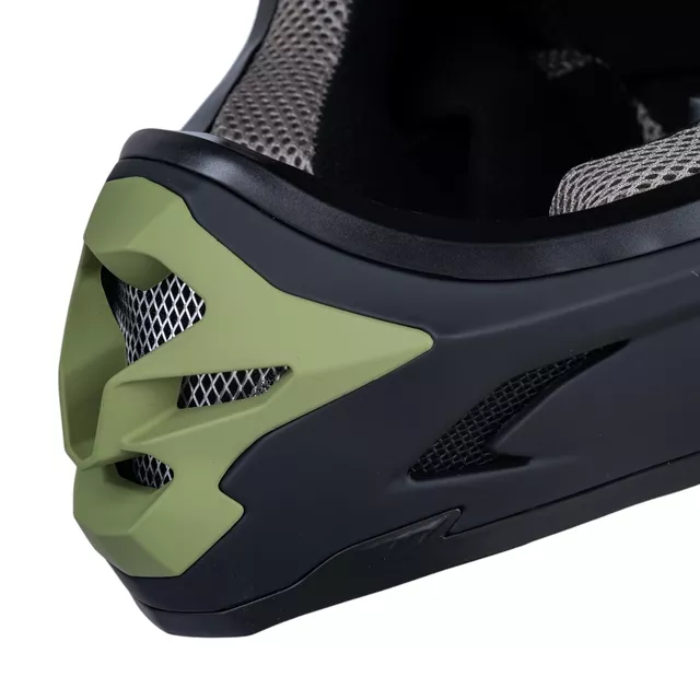 Kask downhillowy W-TEC Richpike ∙ full face ∙ 14 otworów wentylacyjnych ∙ regulowany daszek ∙ skorupa ABS ∙ lekki ∙ podwójne zapięcie - Moss Forest