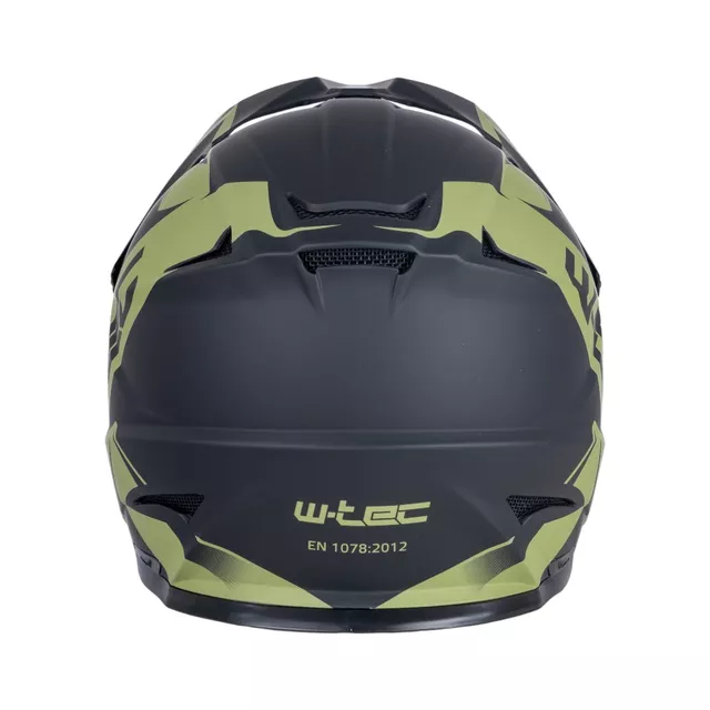 Kask downhillowy W-TEC Richpike ∙ full face ∙ 14 otworów wentylacyjnych ∙ regulowany daszek ∙ skorupa ABS ∙ lekki ∙ podwójne zapięcie - Moss Forest