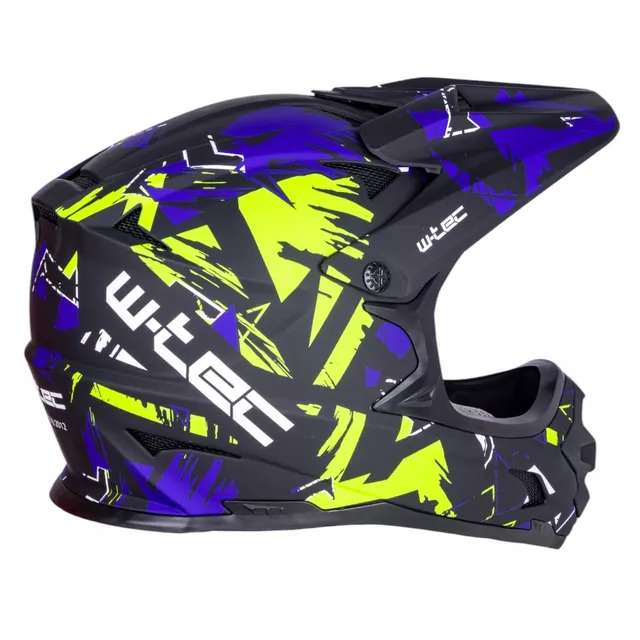 Kask downhillowy W-TEC Richpike ∙ full face ∙ 14 otworów wentylacyjnych ∙ regulowany daszek ∙ skorupa ABS ∙ lekki ∙ podwójne zapięcie - Moss Forest
