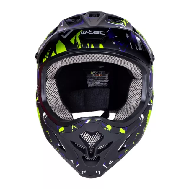 Kask downhillowy W-TEC Richpike ∙ full face ∙ 14 otworów wentylacyjnych ∙ regulowany daszek ∙ skorupa ABS ∙ lekki ∙ podwójne zapięcie - Moss Forest