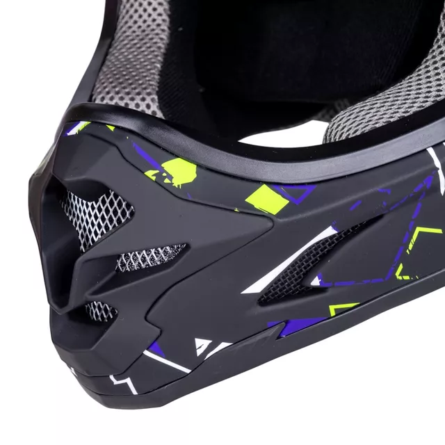 Kask downhillowy W-TEC Richpike ∙ full face ∙ 14 otworów wentylacyjnych ∙ regulowany daszek ∙ skorupa ABS ∙ lekki ∙ podwójne zapięcie - Moss Forest