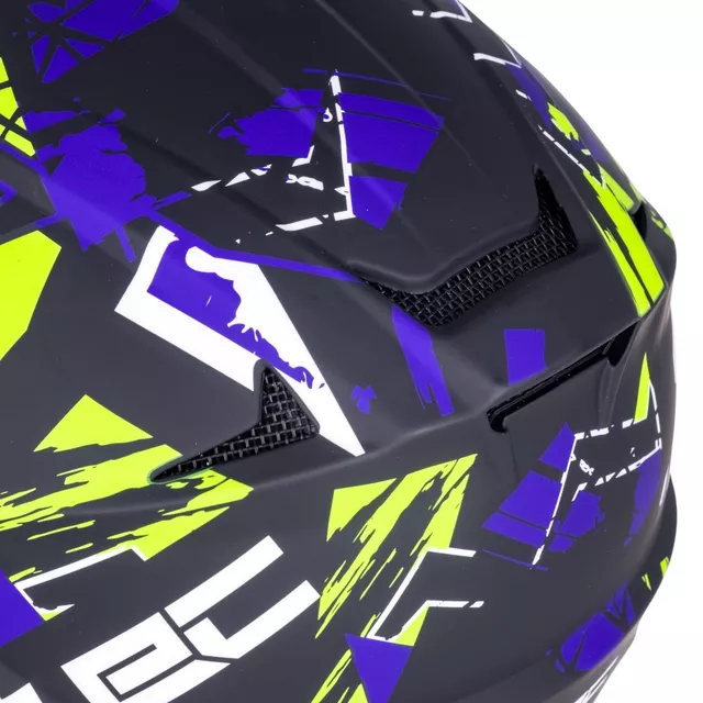 Kask downhillowy W-TEC Richpike ∙ full face ∙ 14 otworów wentylacyjnych ∙ regulowany daszek ∙ skorupa ABS ∙ lekki ∙ podwójne zapięcie - Moss Forest