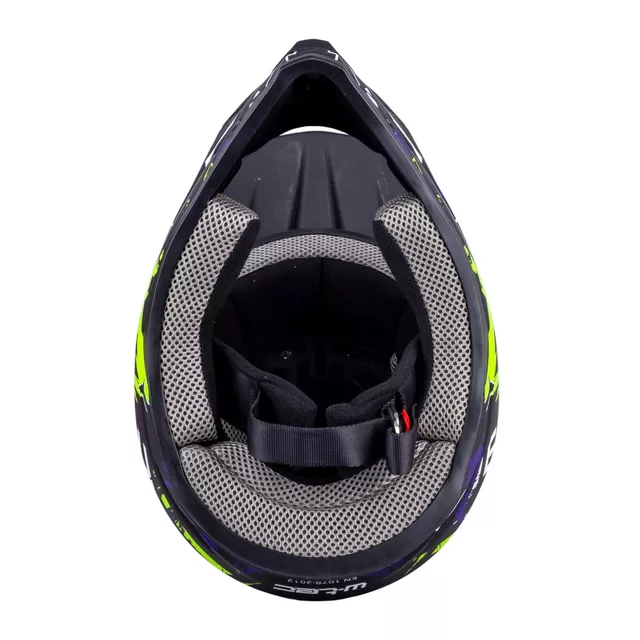 Kask downhillowy W-TEC Richpike ∙ full face ∙ 14 otworów wentylacyjnych ∙ regulowany daszek ∙ skorupa ABS ∙ lekki ∙ podwójne zapięcie - Moss Forest