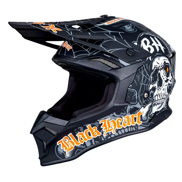 Kask motocrossowy W-TEC Black Heart Harzdorf ∙ off-road ∙ certyfikat ECE 22.06 ∙ skorupa termoplastyczna ∙ regulowany daszek ∙ wyjmowana wyściółka - Czarny