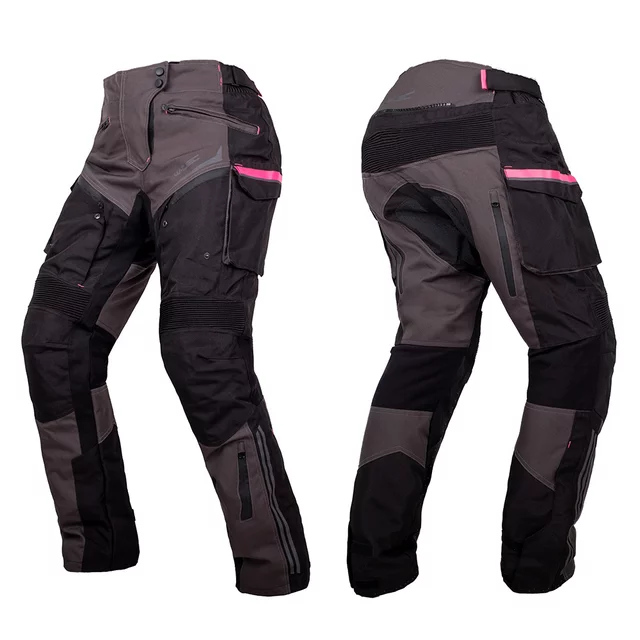 Damskie spodnie motocyklowe W-TEC Barbata - czarno-szaro-różowy - czarno-szaro-różowy