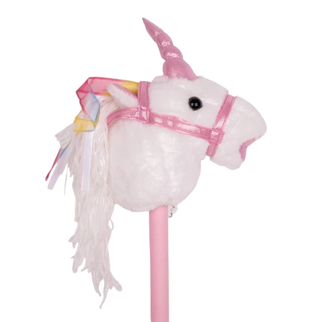 Konik na kiju hobby horse inSPORTline Garanito ∙ jednorożec różowy ∙ odtwarza dźwięki ∙ miękki mikropolar ∙ lekki 350 g - Różowy