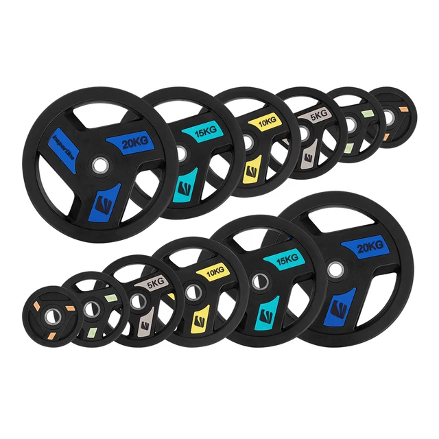 Olimpijskie obciążenia gumowane inSPORTline Herk OL 50 mm 1,25-25 kg ∙ uchwyty ergonomiczne ∙ powłoka poliuretanowa