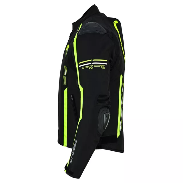 Męska kurtka motocyklowa W-TEC Tonkawo ∙ wypinana podpinka ∙ ochraniacze CE ∙ slidery karbonowe ∙ garb aerodynamiczny ∙ wodoodporna - Czarny-fluo