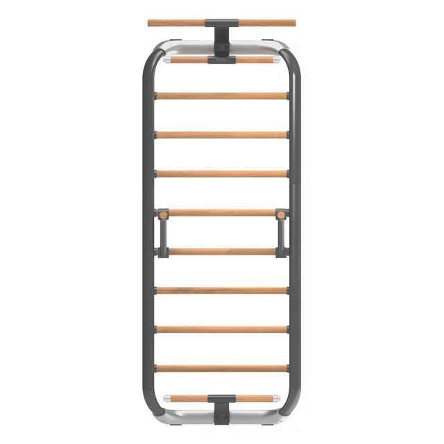 Wielofunkcyjna drabinka gimnastyczna inSPORTline Wootkit 220×86 cm ∙ 8 szczebli ∙ nośność 150 kg ∙ stal/drewno bukowe ∙ drążek ∙ akcesoria - Czarny
